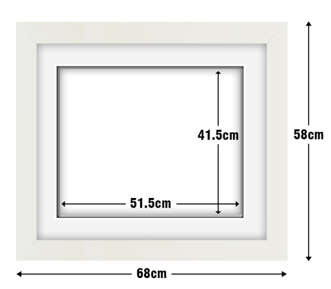 White Frame with White Mat Board DDF11.W515X415MW