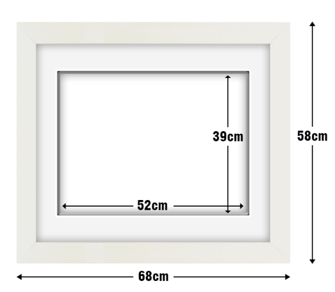 White Frame with White Mat Board DDF11.W520X390MW