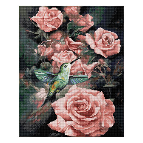Masterclass Roses & Hummingbird - 50 x 40cm