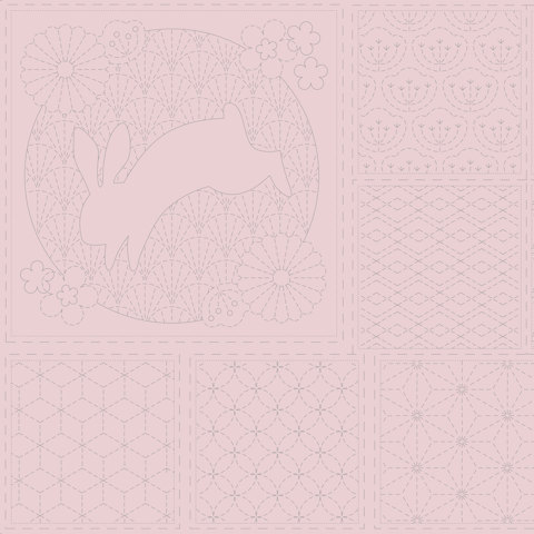 Sashiko Panel - Linen/Cotton 137 x 50cm Traditional Design Tombola