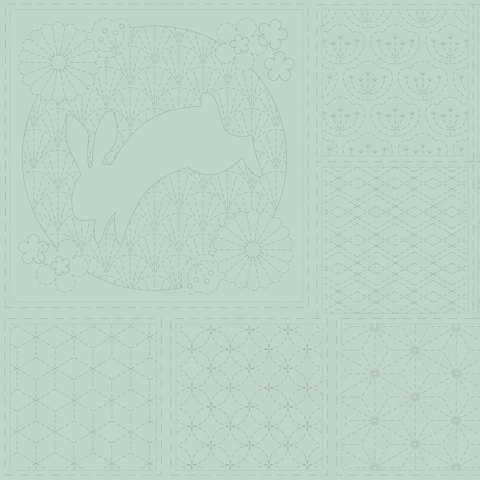 Sashiko Panel - Linen/Cotton 137 x 50cm Traditional Design Cloud