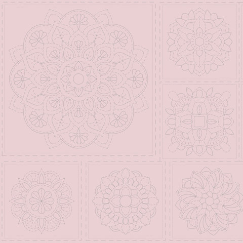 Sashiko Panel - Linen/Cotton 137 x 50cm Mandala Tombola