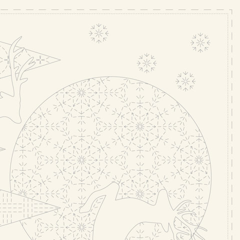 Sashiko Panel - Linen/Cotton 137 x 50cm Christmas Natural