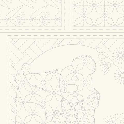 Sashiko Panel - Linen/Cotton 137 x 50cm Fauna Natural