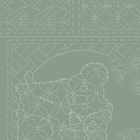 Sashiko Panel - Linen/Cotton 137 x 50cm Fauna Kentucky
