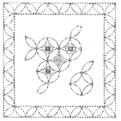 DARUMA - Sashiko Printed Cloth White - Buds & Border
