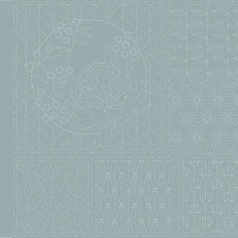 Sashiko Panel - Linen/Cotton 137 x 50cm Botanical Notre Dame