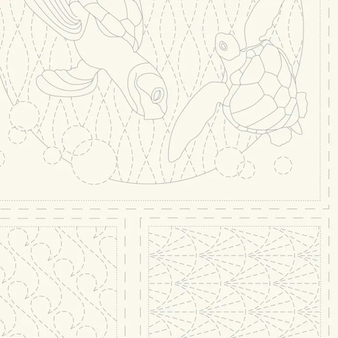 Sashiko Panel - Linen/Cotton 137 x 50cm Ocean Natural
