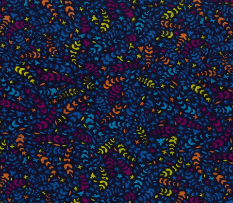 Flannelette Fern Print 150cm width - Dark Blue