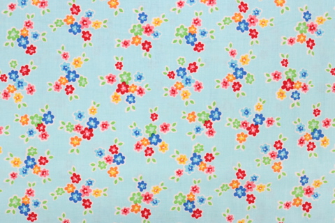 Riley Blake Printed Cotton - Bright Flowers Aqua 112cm