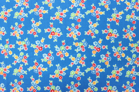 Riley Blake Printed Cotton - Bright Flowers Blue 112cm
