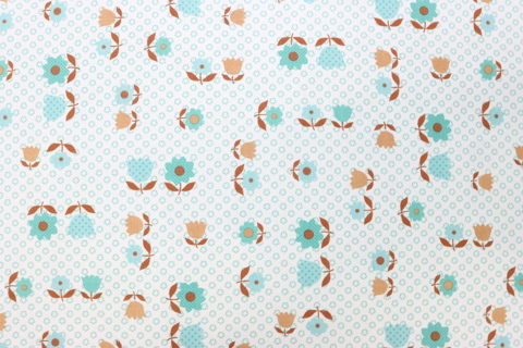 Riley Blake Printed Cotton - Retro Flowers Teal 112cm
