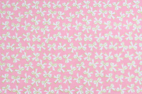 Riley Blake Printed Cotton - Bouncing Bows Pink 112cm