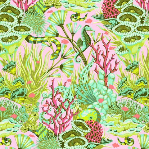 TULA PINK FLORAL REEF - REEF WHAT YOU SAW - CORALLINE