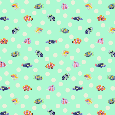 TULA PINK FLORAL REEF - SCHOOL CROSSING - SEAFOAM