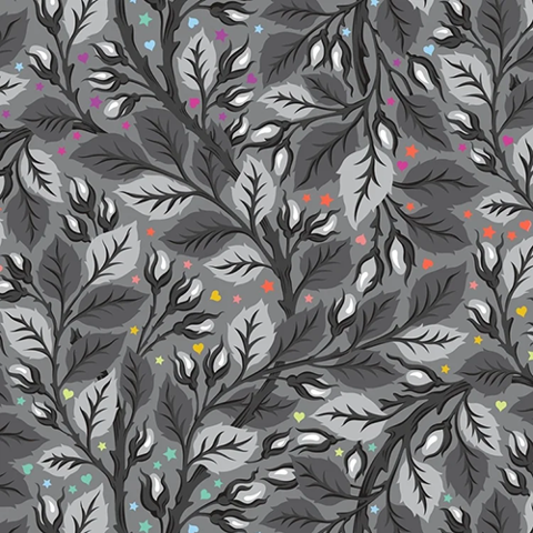 TULA PINK GRAYWORK - NIP IN THE BUD - SHADOW (WIDEBACK)
