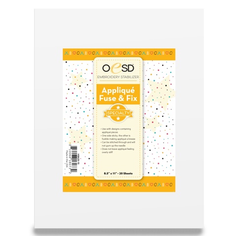 OESD Stabilizer: Applique Fuse & Fix 8.5in x 11in - 20 sheets