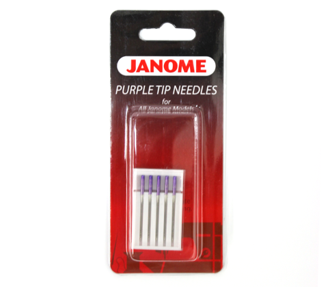 Janome Machine Needles: Purple Tip (Ball Point/Flanged) (5pk) - Size 90/14