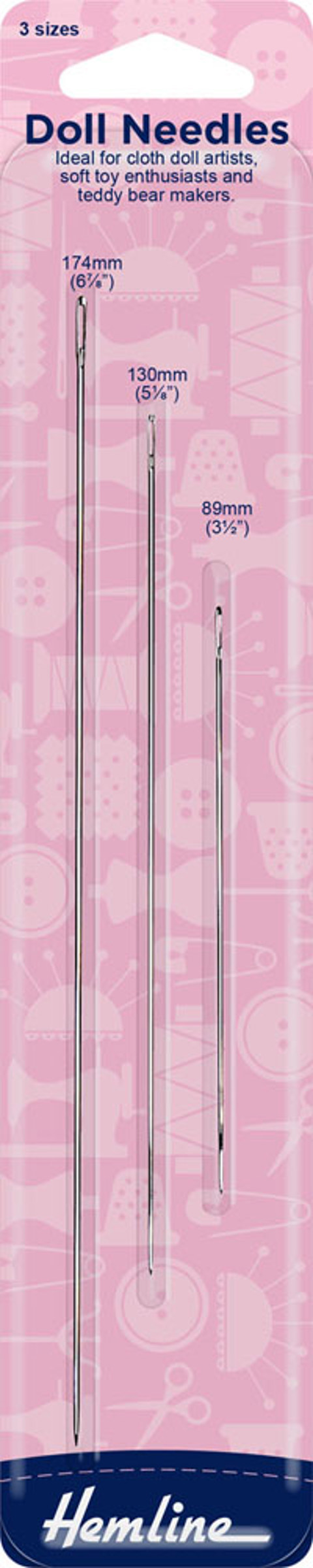 Hemline - Doll Needles 3pk - 89mm 130mm & 174mm