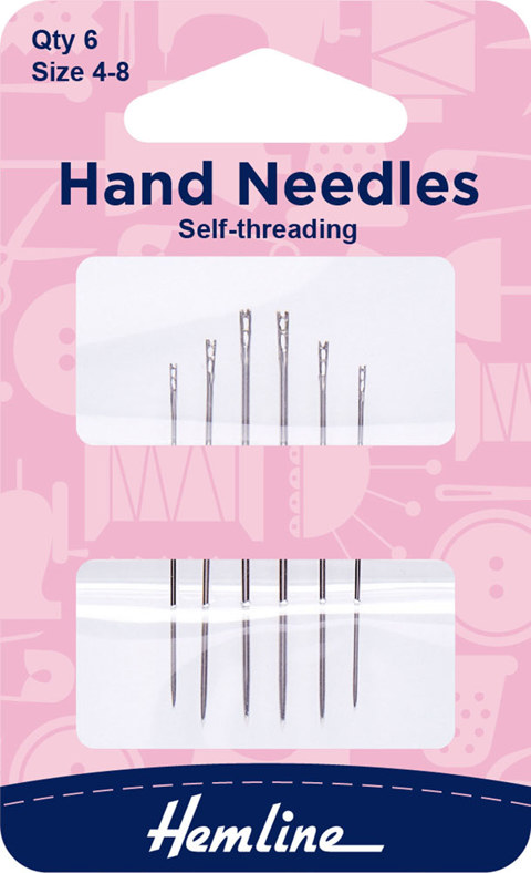 Hemline - Hand Needle Self Threading 6pk - size 4-8