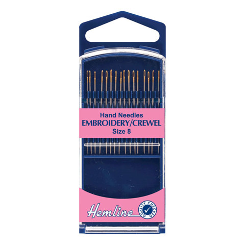 Hemline - Hand Needle Gold Eye Embroidery Crewel 16pk - size 8 