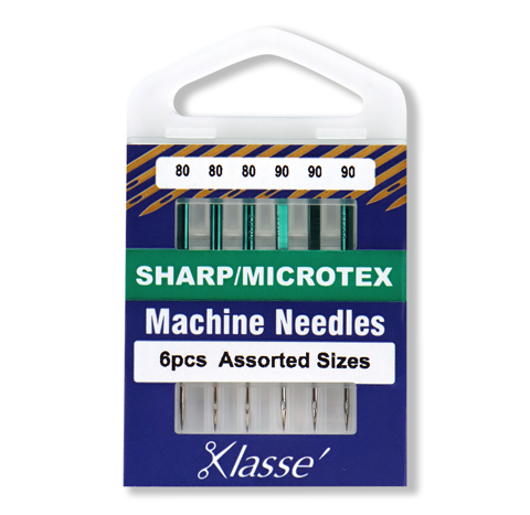 Klasse Machine Needle - Sharp/Microtex Mix 6pc - Sizes 80 / 90