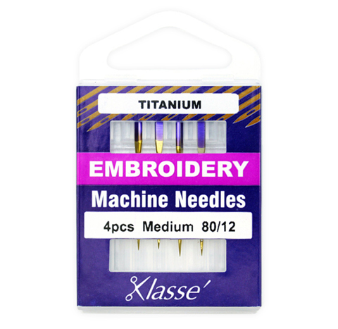 Klasse Machine Needle - Embroidery Titanium 4pc - Size 80/12