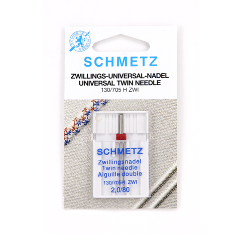 Schmetz Machine Needle - Twin Universal 1pc - Size 80/2.0mm
