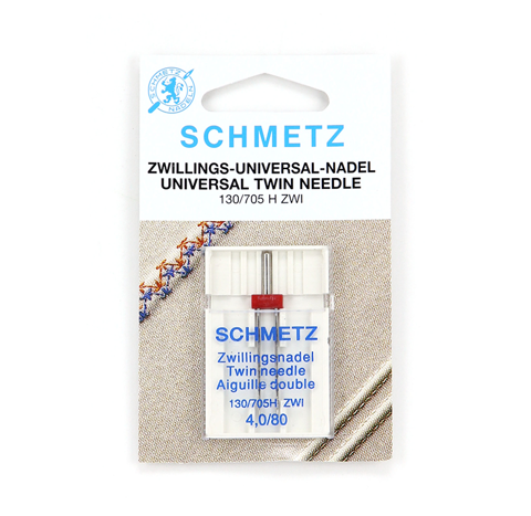 Schmetz Machine Needle - Twin Universal 1pc - Size 80/4.0mm