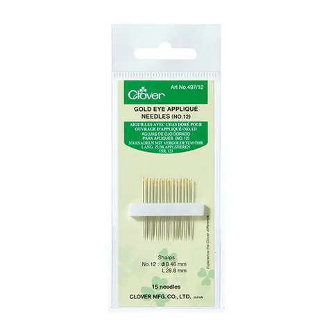 Clover Gold Eye Applique Needles No. 12