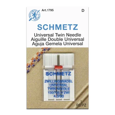 Schmetz Machine Needle - Twin Universal 1pc - Size 90/4.0mm