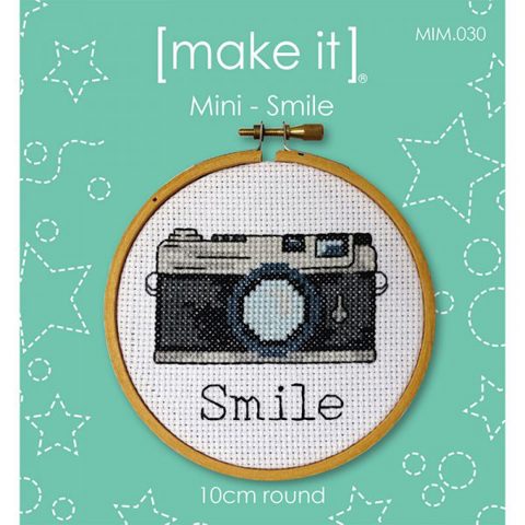Mini Cross Stitch Kit with Hoop 10cm - Smile