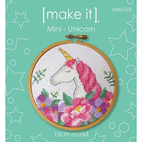 Mini Cross Stitch Kit with Hoop 10cm - Unicorn