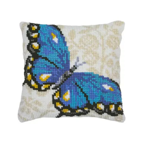 Sudan Tapestry Cushion Kit 40 x 40cm - Blue Butterfly