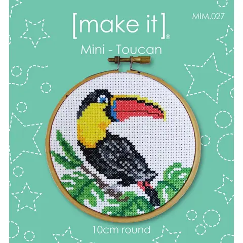 Mini Cross Stitch Kit with Hoop 10cm - Toucan