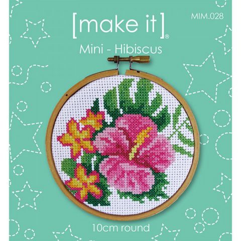 Mini Cross Stitch Kit with Hoop 10cm - Hibiscus