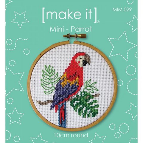 Mini Cross Stitch Kit with Hoop 10cm - Parrot