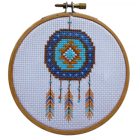 Mini Cross Stitch Kit with Hoop 10cm - Dream Catcher