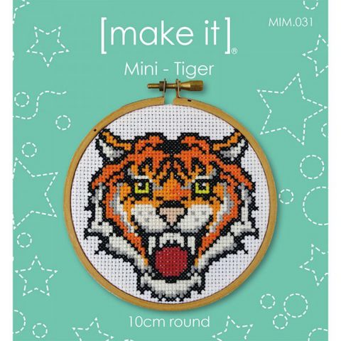 Mini Cross Stitch Kit with Hoop 10cm - Tiger