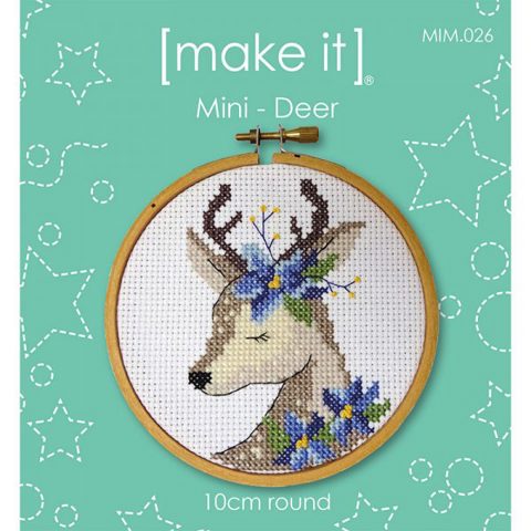 Mini Cross Stitch Kit with Hoop 10cm - Deer