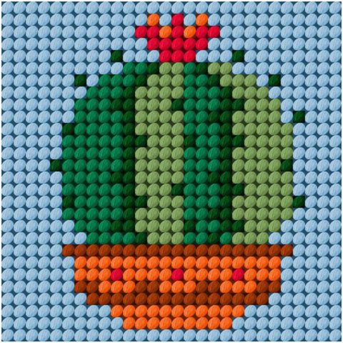 Cross Stitch Kit 14 x 14cm - Cactus