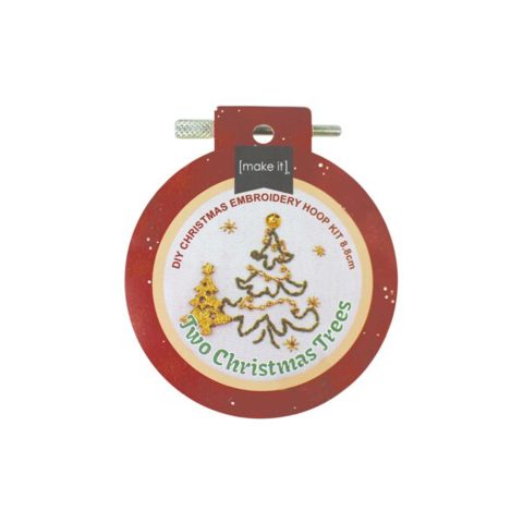 DIY Christmas Embroidery Hoop Kit 8.8cm - Two Christmas Trees