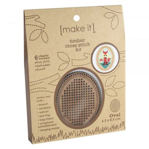 Timber Cross Stitch Kit 6.5 x 8.5cm 1pc - Oval