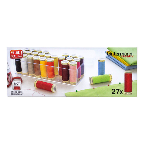 GUTERMANN Sewing Thread Storage Box & Thread Sew All 100m - 27 reels