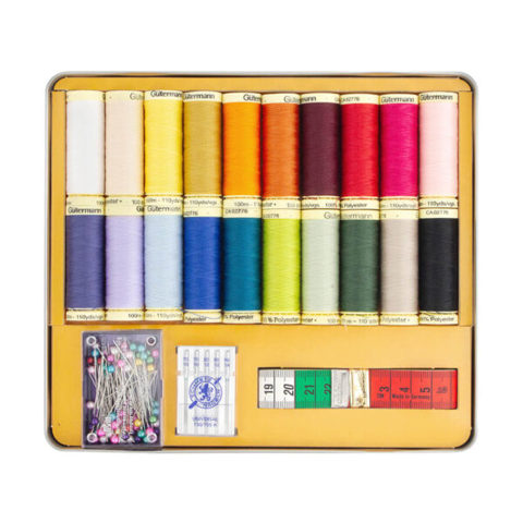 GUTERMANN Thread Fashion Box Sew All 100m with Needles/Pins/Tape Measure - 20 reels