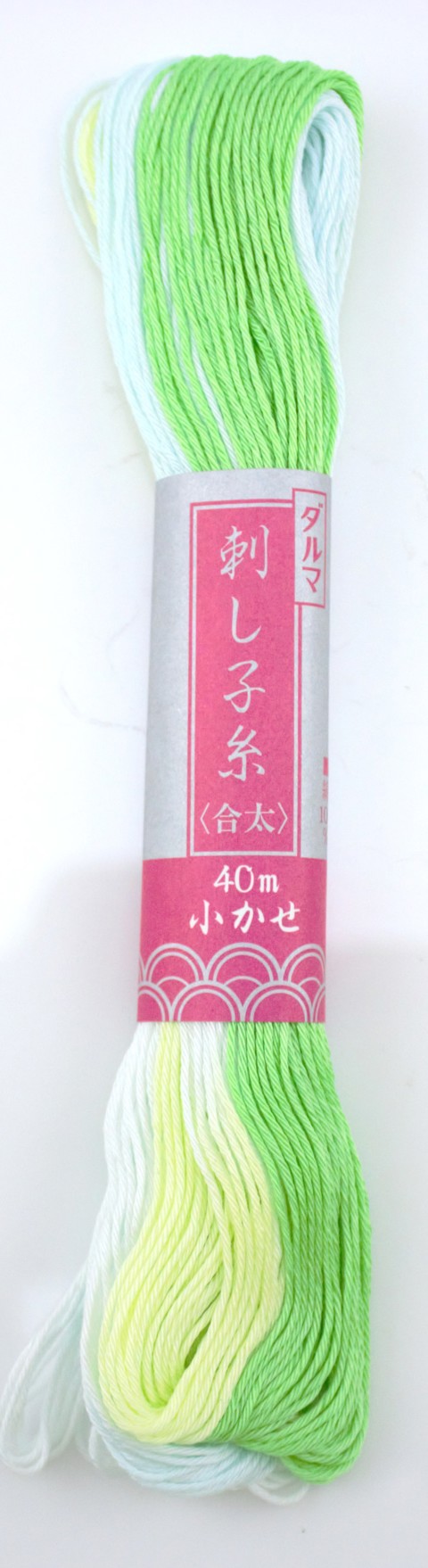 DARUMA Sashiko Thread 20/6 40m Skein Variegated Green/White 52