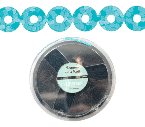 Sequins in Chain ROUND 5mm x 91m - Light Aqua