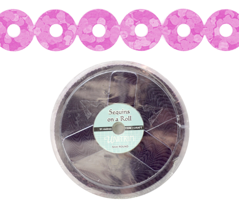Sequins in Chain ROUND 5mm x 91m - Pink