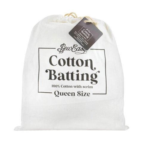Sew Easy Precut Batting - 100% Cotton Bleached with Scrim - Queen 213 x 254cm