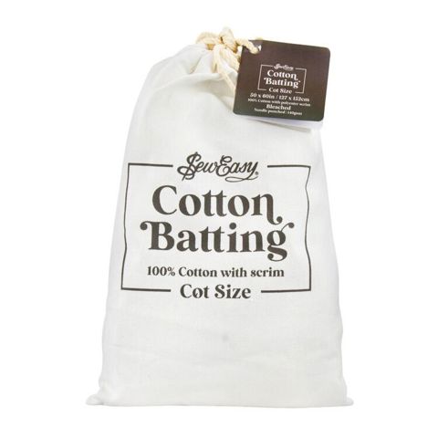 Sew Easy Precut Batting - 100% Cotton Bleached with Scrim - Cot 127 x 152cm